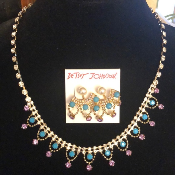 Betsey Johnson Granny Chic Necklace earring set - Picture 1 of 5
